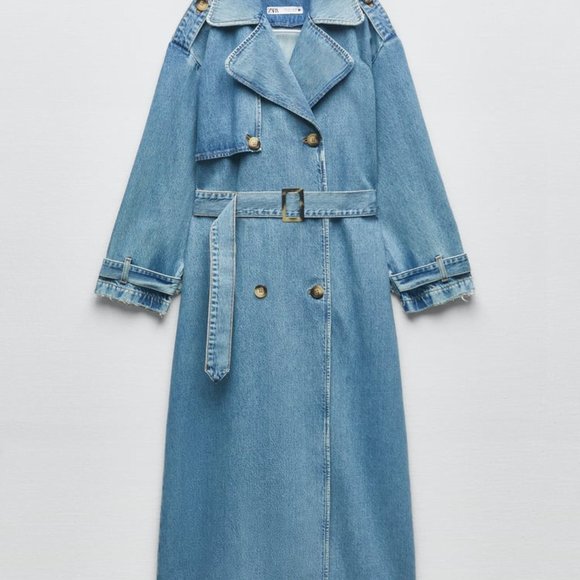 Zara Jackets & Coats Zara Denim Trench Xs And S Poshmark